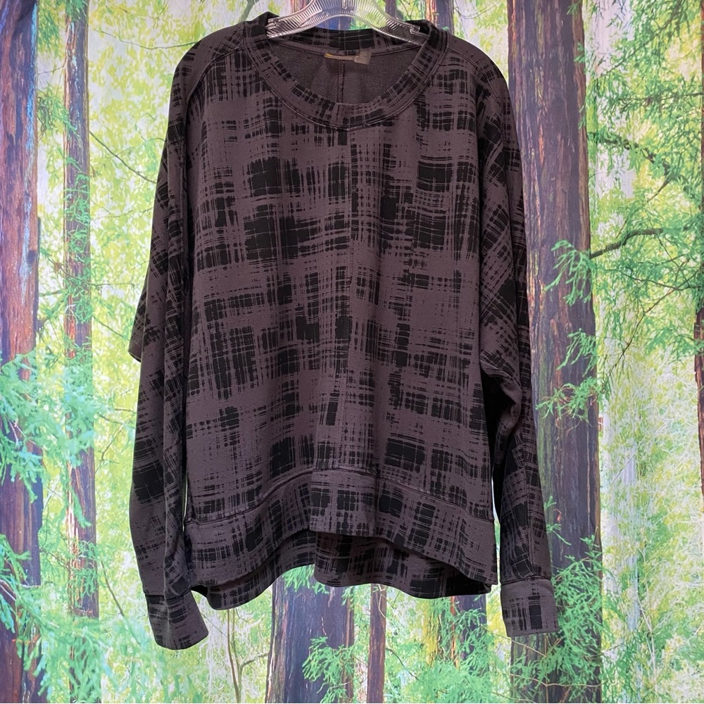 Zella Pullover Sweatshirt Carey Crew in Slate Gray & Black. Long Sleeve Size XXL